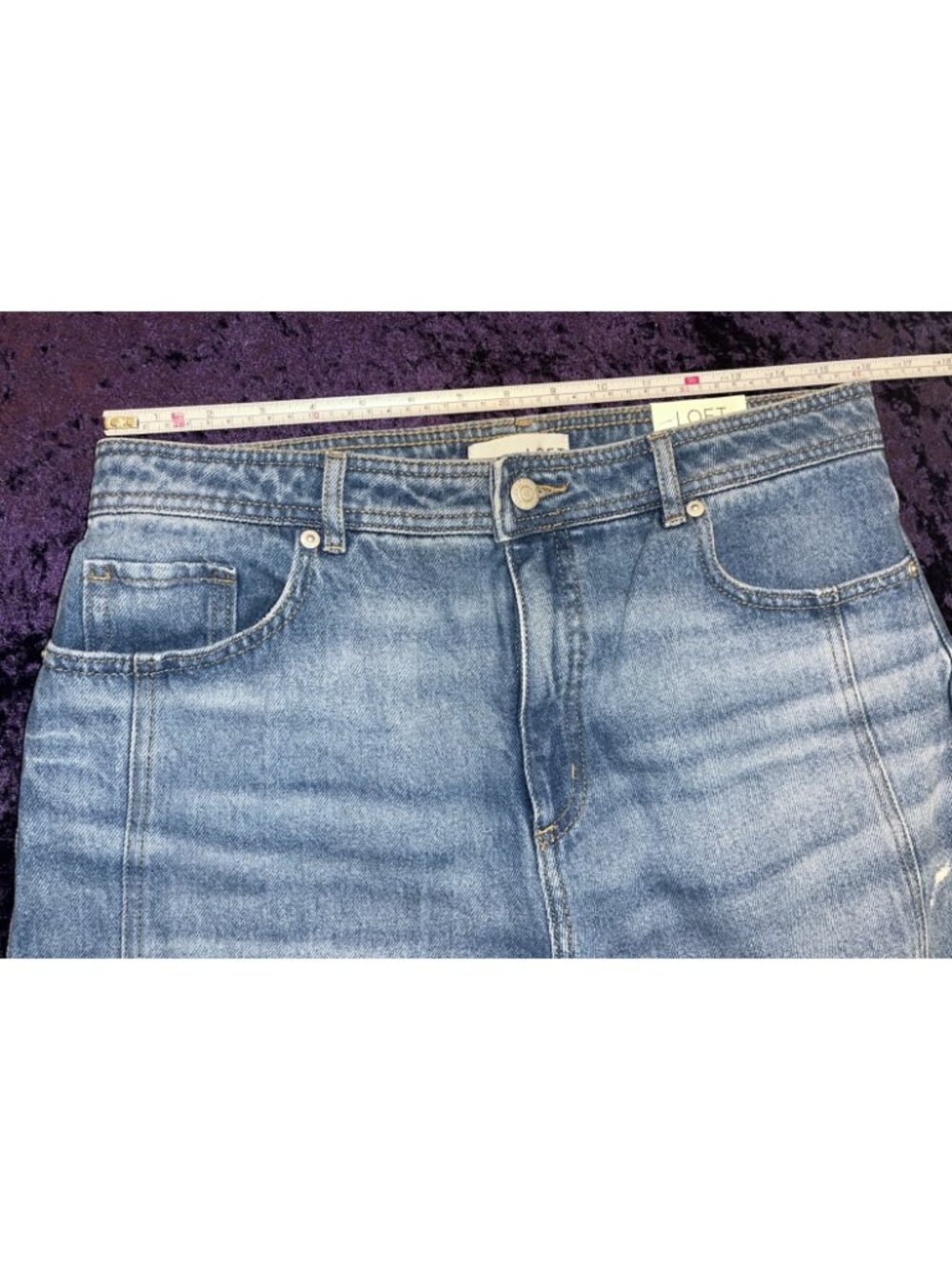 NEW LOFT Wide Leg High Rise Barrel Jeans Vtg Distressed 30-32" Waist Ann Taylor - Picture 2 of 12